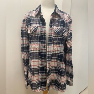 Men's Casual Plaid Button Down Shirt - Blue and Red